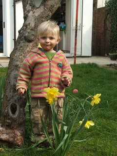 Gianluca (22 months) is very happy to have a little brother, even though he doesn't do much yet.